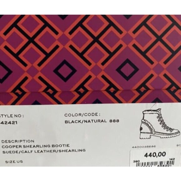 Tory Burch Women Cooper Suede Shearling Lined Lace-up Black Lug Boots size 8 - Picture 10 of 12